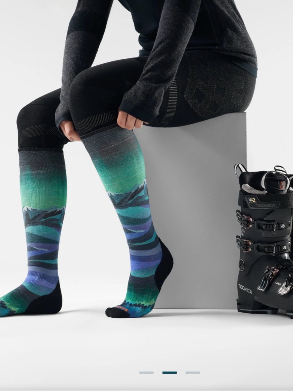 SmartWool Women's Ski Compression Print Over The Calf Socks M - Picture 2 of 5